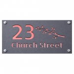 Personalised Rose Gold House Number Sign Leaf Design 