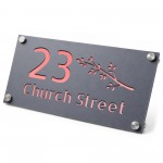 Personalised Rose Gold House Number Sign Leaf Design 
