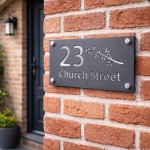 Personalised Silver House Number Sign Leaf Design Street Address