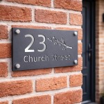 Personalised Silver House Number Sign Leaf Design Street Address