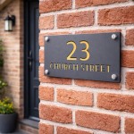 Personalised Address Plaque Mineral Grey With Gold House Number 