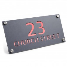 Personalised Address Plaque Mineral Grey With Rose Gold