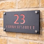 Personalised Address Plaque Mineral Grey With Rose Gold