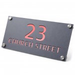 Personalised Address Plaque Mineral Grey With Rose Gold
