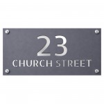 Personalised Address Plaque Mineral Grey With Silver Number