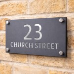 Personalised Address Plaque Mineral Grey With Silver Number