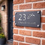 Personalised House Number Sign Leaf Design Grey With Silver