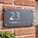 Address Plaque Personalised Grey With Silver House Number Plaque