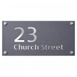 Address Plaque Personalised Grey With Silver House Number Plaque