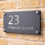 Address Plaque Personalised Grey With Silver House Number Plaque