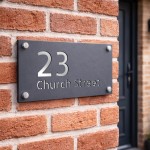 Address Plaque Personalised Grey With Silver House Number Plaque