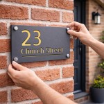 House Number Sign Personalised House Laser Cut Grey Plaque