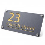 House Number Sign Personalised House Laser Cut Grey Plaque