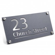 Personalised House Number Sign Laser Cut Silver Plaque