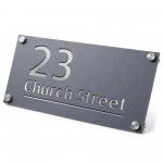 Personalised House Number Sign Laser Cut Silver Plaque