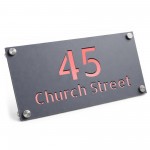 Personalised Address Sign For Outside Grey With Rose Gold