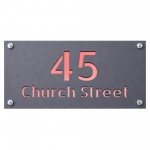 Personalised Address Sign For Outside Grey With Rose Gold