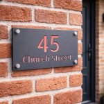 Personalised Address Sign For Outside Grey With Rose Gold