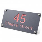 Personalised Address Sign For Outside Grey With Rose Gold