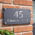 Personalised Address Sign For Outside Grey With Silver Number