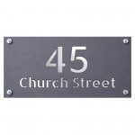 Personalised Address Sign For Outside Grey With Silver Number