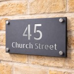 Personalised Address Sign For Outside Grey With Silver Number