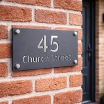 Personalised Address Sign For Outside Grey With Silver Number