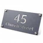 Personalised Address Sign For Outside Grey With Silver Number