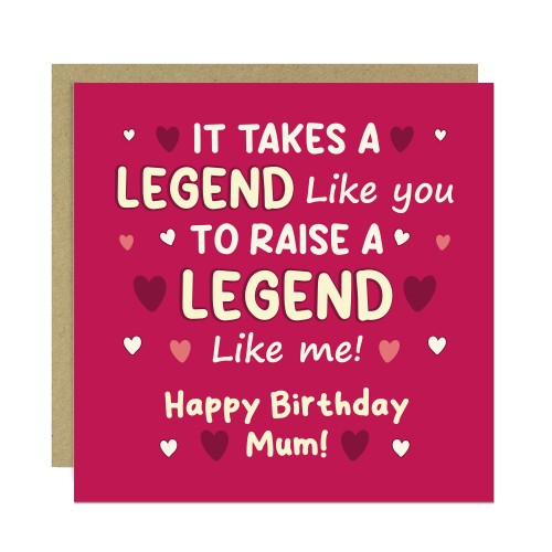 Card For Mums Birthday With Kraft Envelope RAISE A LEGEND Card Card For Mums Birthday With Kraft Envelope RAISE A LEGEND Card