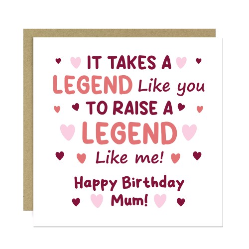 Joke Card For Mums Birthday With Kraft Envelope RAISE A LEGEND