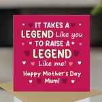 Joke Card For Mum On Mothers Day With Envelope RAISE A LEGEND Joke Card For Mum On Mothers Day With Envelope RAISE A LEGEND