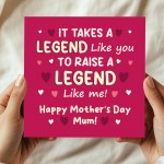 Joke Card For Mum On Mothers Day With Envelope RAISE A LEGEND Joke Card For Mum On Mothers Day With Envelope RAISE A LEGEND