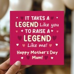 Joke Card For Mum On Mothers Day With Envelope RAISE A LEGEND Joke Card For Mum On Mothers Day With Envelope RAISE A LEGEND