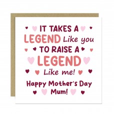Funny Card For Mum On Mothers Day With Envelope RAISE A LEGEND