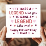 Funny Card For Mum On Mothers Day With Envelope RAISE A LEGEND Funny Card For Mum On Mothers Day With Envelope RAISE A LEGEND