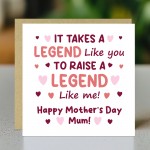 Funny Card For Mum On Mothers Day With Envelope RAISE A LEGEND Funny Card For Mum On Mothers Day With Envelope RAISE A LEGEND