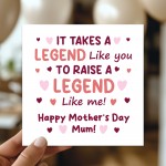 Funny Card For Mum On Mothers Day With Envelope RAISE A LEGEND Funny Card For Mum On Mothers Day With Envelope RAISE A LEGEND
