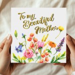 Mother's Day Card To My Beautiful Mother With Kraft Envelope
