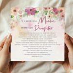 Mother's Day Card To a Wonderful Mum From Daughter Sentiment