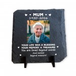 Personalised Mum Memorial Slate Plaque with Photo and Dates