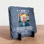 Personalised Mum Memorial Slate Plaque with Photo and Dates