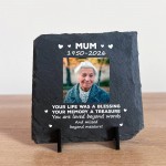 Personalised Mum Memorial Slate Plaque with Photo and Dates