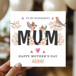 Cute Mothers Day Card, To My Wonderful Mum Card, Cards For Mothe