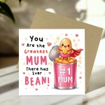 Hilarious Mothers Day Card Greatest Mum Ever BEAN Thank You Card