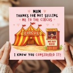 Funny Mothers Day Card Thanks For Not Selling Me Mum Card