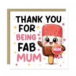 Happy Mothers Day Card FAB MUM Mum Birthday Card Thank You Card 