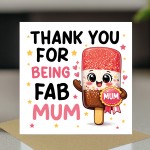 Happy Mothers Day Card FAB MUM Mum Birthday Card Thank You Card 