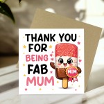 Happy Mothers Day Card FAB MUM Mum Birthday Card Thank You Card 