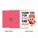 Happy Mothers Day Card FAB MUM Mum Birthday Card Thank You Card 