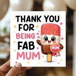 Happy Mothers Day Card FAB MUM Mum Birthday Card Thank You Card 